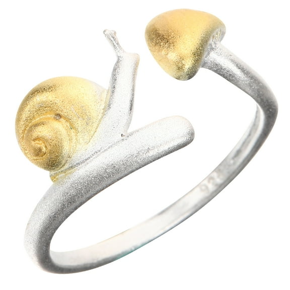 MLINS Mushroom And Snail Ring Open Finger Ring Adjustable Aesthetic Ring Statement Ring for Women