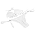 thumbnail image 1 of Conjunto De Traje De Baño De Bikini, Cómodo Lazo Lateral, Color Puro, Traje De Baño De 2 Piezas Para Mujer, Halter Entrecruzado Para Exteriores, 1 of 7