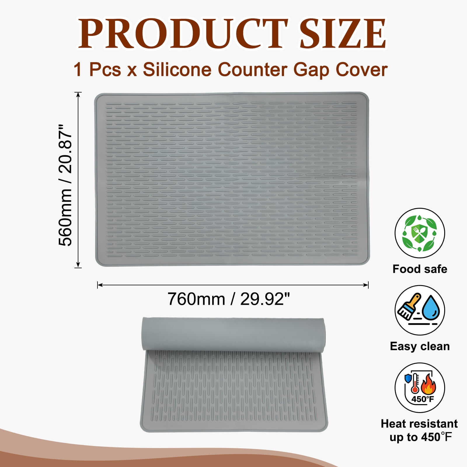 Uxcell Stove Top Cover for Electric Stove, Includes 1Pcs Silicone Pad and 2Pcs Cooktop Gap Strip Silicone Stove Mat for Kitchen Glass Top Cooktop Protector , Grey