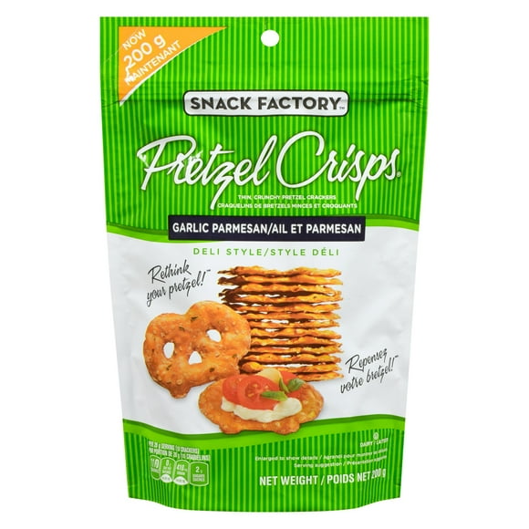 Craquelins de bretzels Pretzel Crisps de Snack Factory, ail et parmesan 200 g