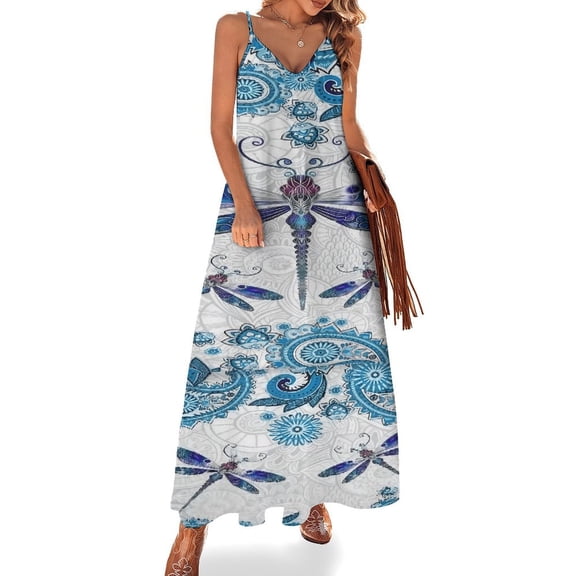 Dragonfly Print Sleeveless Dress Loose Women's Dress Dresses Luxury Evening Dresses