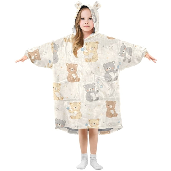 joogoo Wearable Blanket Cute Bears Hoodie for Oversized Sherpa Hooded 3-14 YR M