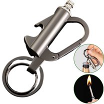 Fmxomd Permanent Match Bottle Opener Metal Keychain, Reusable Survival Fire Starter Lighter, Emergency Waterproof Striker Stick Kit for Outdoor Camping Hiking (Black)