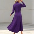 thumbnail image 4 of SONXAHE Asymmetric Wrap Maxi Dress for Women Turtleneck Long Sleeve Formal Daily Flared Long Gown, 4 of 6