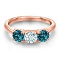 thumbnail image 3 of Gem Stone King 18K Rose Gold Plated Silver Sky Blue Aquamarine and London Blue Topaz Engagement Ring for Women | 1.90 Cttw | Round 5MM | Gemstone March Birthstone | Size 7, 3 of 6