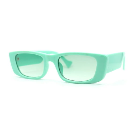 Pastel Pop Color Mod Narrow Rectangle Fashion Sunglasses Green