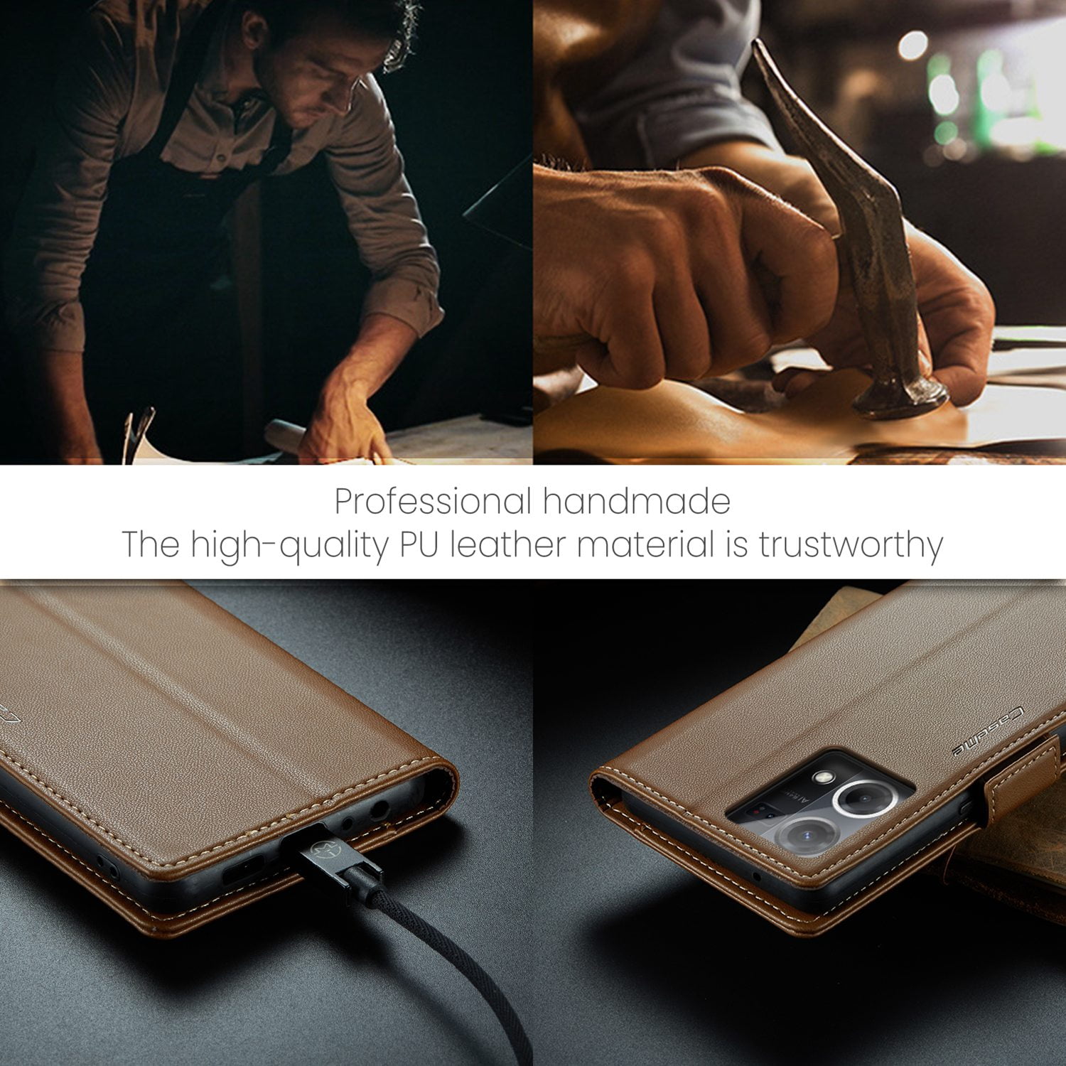 ETFAST Leather Phone Case Wallet With Card Holder Zipper For OPPO Reno 8 4G High Quality Leather Phone Case