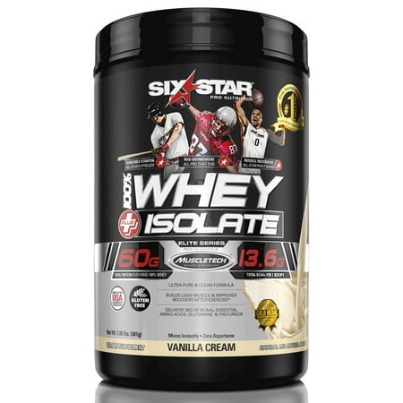 Six Star Pro Nutrition Elite Series Whey Isolate Protein Powder, Vanilla Cream, 60g Protein, 1.5 Lb