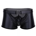 thumbnail image 3 of Men Soft Leather Boxer, Sexy Short Pants Bulge Pouch, Shiny Matte Leather Short Pants, Plus Size S-5XL, 3 of 5