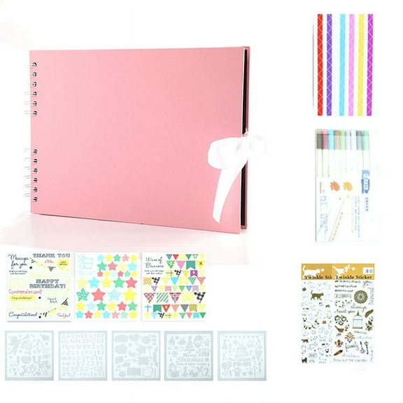 Photo Albums 80 Black Pages Memory Books A4 Craft Paper DIY Scrapbooking Picture Birthday Childrens Gift,Pink