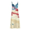 thumbnail image 4 of safuny Women's Maxi Loose Sundress Tie Dye Star Print Gold Chain Fashion Sleeveless July 4th Summer Patriotic Sundress V Neck Clothing White XL, 4 of 5