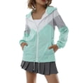 thumbnail image 3 of Femmes Léger à Manches Longues Veste à Capuche Couleur Bloc Imperméable Occasionnel Utilitaire Outwear, 3 of 8