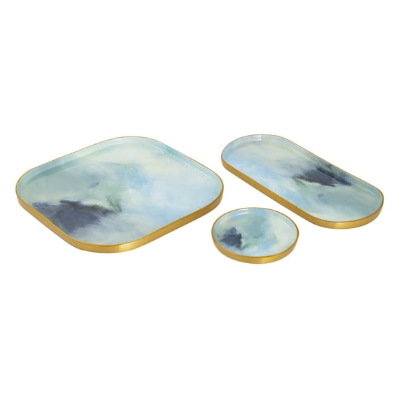Elk Home Leonard Coastal Resin Tray in Light Blue Enamel Finish