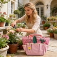 thumbnail image 6 of Multicolor Gardening Tool Tote Bag with 8 Side Pockets, Durable Oxford Cloth, Large Capacity, Portable Garden Organizer for Indoor Outdoor Yard and Gift Pink, 6 of 6