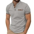 thumbnail image 3 of Mens Polo Shirt Solid Chest Pocket T Shirt Spring Summer Tee Short Sleeve Button Top Grey L, 3 of 6