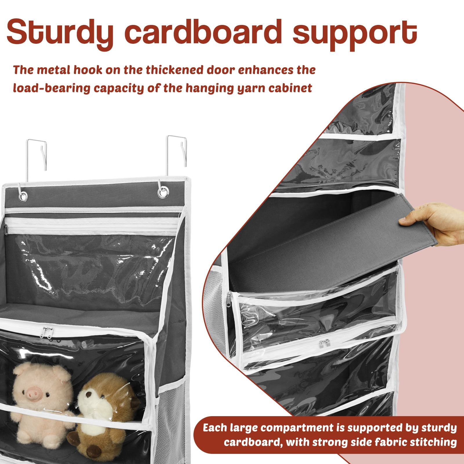 Hanging Yarn Storage Organizer with 6 Independent Compartment Thickened Large Capacity Yarn Holder for Crochet Tool Transparent