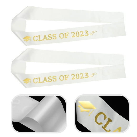 CTIRCHIU Graduation Etiquette Belts Student Sash White Satin 4Pcs