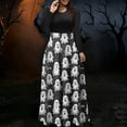 thumbnail image 6 of BaoFuBaoMei Halloween Womens Dress Plus Size Crew Neck Long Sleeve Halloween Ghost Print Maxi Dress High Waist Patchwork Flowy Dresses for Party, 6 of 6
