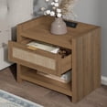 thumbnail image 6 of SICOTAS Nightstand Set of 2 with Charging Station, Farmhouse Beside Tables with Rattan Drawer, Power Outlet, Boho End Table for Bedroom,Natural Oak, 6 of 12