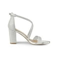thumbnail image 4 of BLISSFUL STEP Women's Shoes Glitter Crisscross Strap Block Heel Sandals Silver 7, 4 of 9