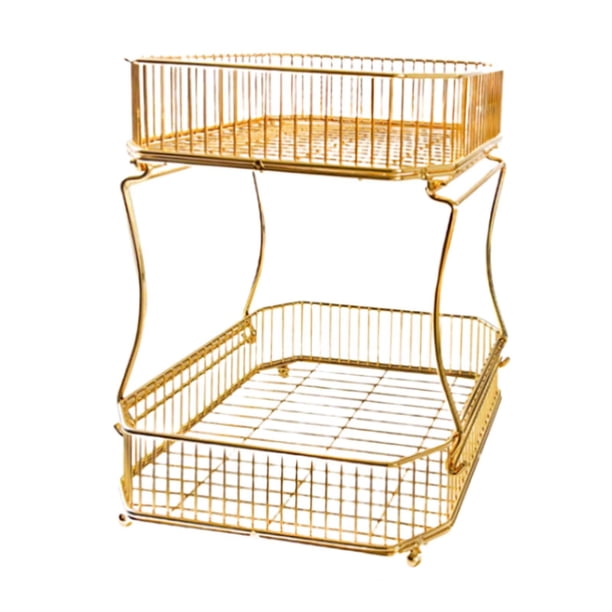 Soporte Desmontable para Verduras Gloria 2 Niveles Contenedor de Exhibición de Cosméticos Oro