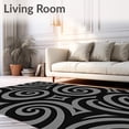 thumbnail image 2 of ODIKA 5'x7' Machine Washable Non-Slip Area Rug, Elegant Tie Dyed Monochrome Swirl Abstract Contemporary Decorative High Traffic Rug, Black, 601219, 2 of 7