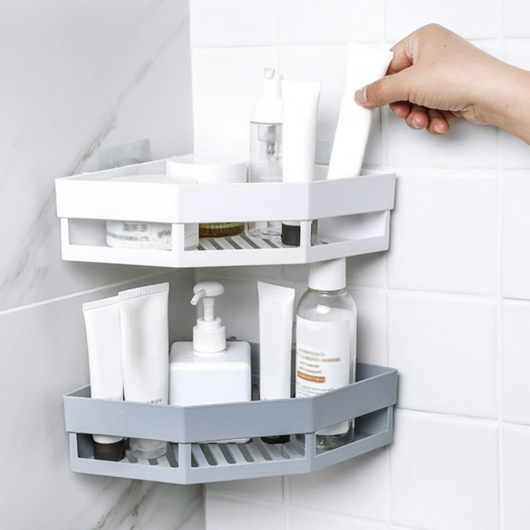 iHEBE Adhesive Bathroom Shelf Storage Organizer Wall Mount No Drilling  Shower Shelf Kitchen Storage Basket Rack Shelves Shower Caddy