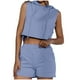 thumbnail image 1 of Mujeres moda sexy verano casual color sólido con capucha sin mangas panel con cordones bolsillo camiseta sin mangas pantalones cortos conjunto de 2 piezas Pompotops  ulkah937141, 1 of 1