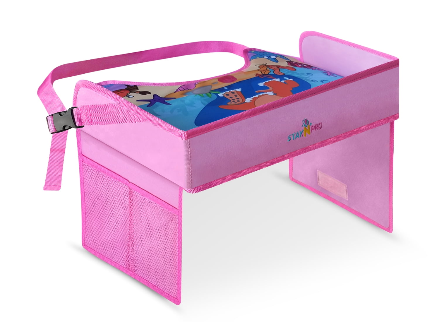 Kids Travel Tray With Attractive Play Surface By Staynpro Toddler Mesh Storage Pockets For Car Seat Portable Activity Lap Table