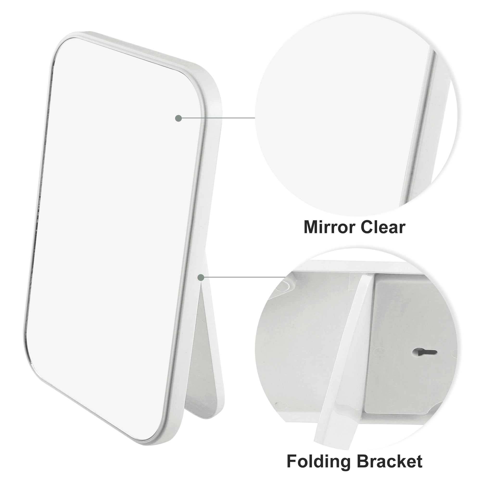 Unique Bargains Desktop Foldable Makeup Mirror Girls Women 8x6in Travel White