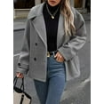 thumbnail image 3 of Dwralegc Womens Pea Coat Winter Casual Double Breasted Cropped Coats Trench Stand Collar Short Jackets Dress Wool Peacoat with Pockets Clearance Dark Grey 2XL, 3 of 5