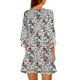 thumbnail image 3 of Women's Summer Floral Print Crew Neck Tunic Dresses with Bell Sleeve Size 2XL, 3 of 4