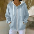 thumbnail image 5 of Full Zip up Hoodie for Women Oversized Long Sleeve Sweatshirts Fall Outfits Casual Fashion Jackets with Pocket New Light Fall Jacket Women Light Blue XL, 5 of 9