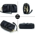thumbnail image 5 of JUYGO Small Wristlet Bag for Women Retro Genuine Leather Clutch Purse Roomy Travel Phone Wallet with Detachable Wrist Strap, 5 of 8