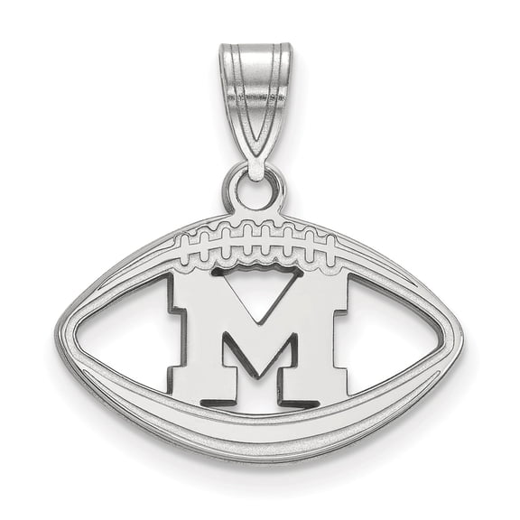 Women's Michigan Wolverines Sterling Silver Logo Football Pendant
