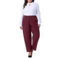 thumbnail image 3 of DARING DIVA Women's Plus Summer Elastic High Waisted Long Straight Pants 3X Burgundy, 3 of 6
