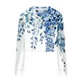 thumbnail image 5 of YUGYXL Women's Cropped Pullover Trendy Flower Print Fall Sweatshirts Y21K Long Sleeve Sweatshirt Blouses Sky Blue S, 5 of 5