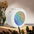 thumbnail image 6 of Yiaed Rainbow Glitter Print Travel Jewelry Case Bridesmaid Gift Boxes Jewelry Travel Organizer Small Round Jewelry Box Mini Storage-White, 6 of 7
