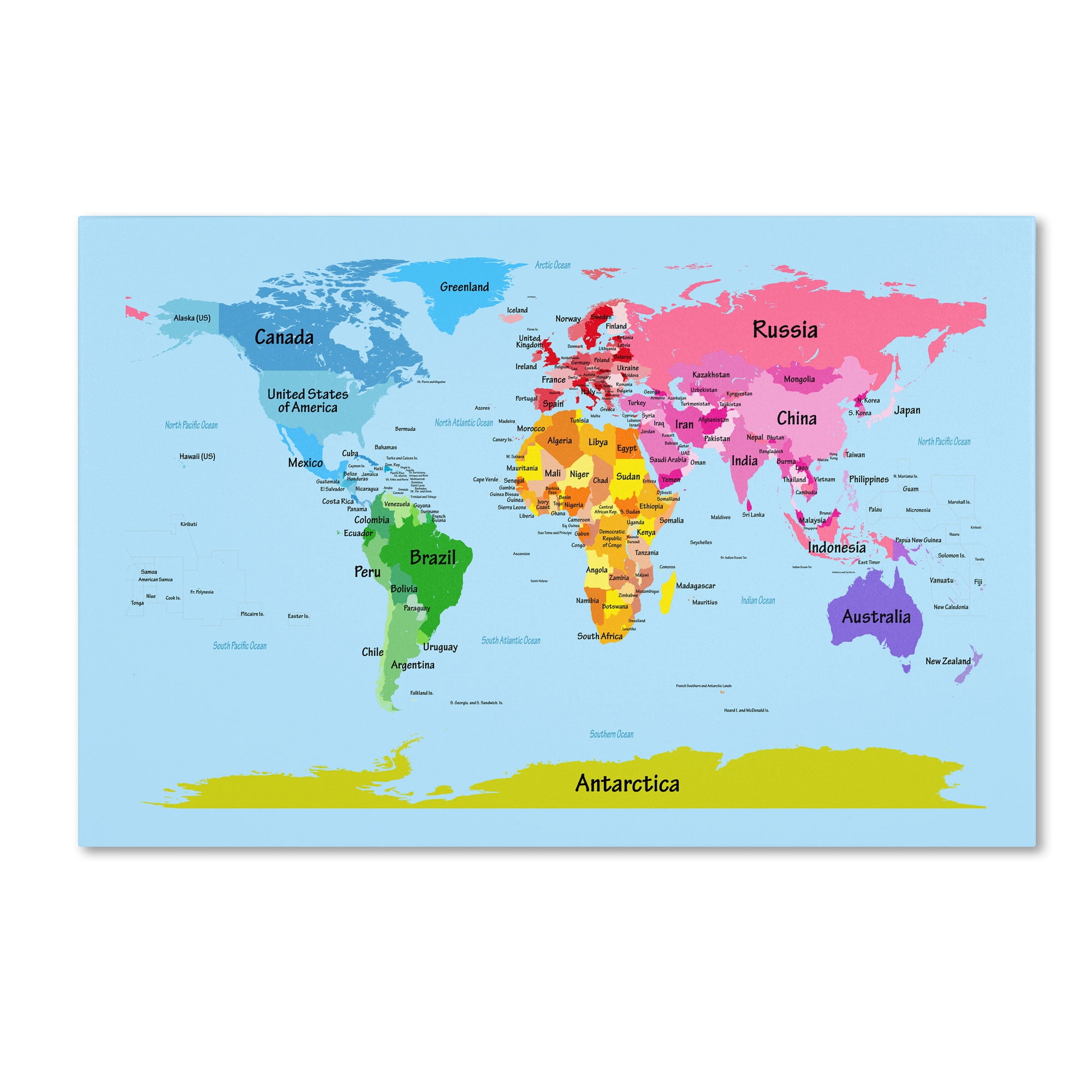 Free Shipping! Trademark Global World Map for Kids Canvas Art by