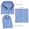 thumbnail image 4 of Camisa a rayas para hombre Camisa con botones de manga larga con cuello vuelto de doble capa para trabajo informal, 4 of 4