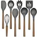 thumbnail image 3 of Silicone Kitchen Cooking Utensil Set, 9Pcs Kitchen Utensils Spatula Set with Wooden Handle for Nonstick Cookware, 446Â°F Heat Resistant Silicone Kitchen Gadgets Utensil Set with Large Holderï¼ˆGreyï¼‰, 3 of 10