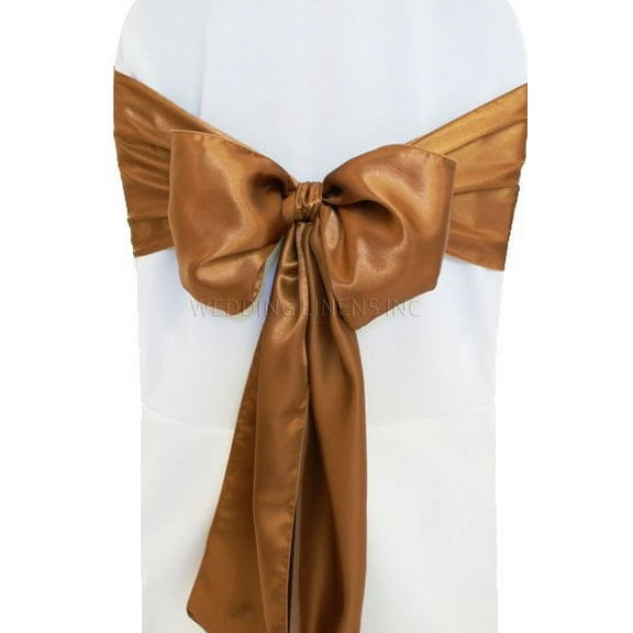 Wedding Linens Inc. (10pcs) 8" x 108" Satin Chair Sashes Chair Sash Bow ties for Wedding Party Catering Banquet Decoration Events - Copper
