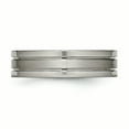 thumbnail image 3 of Titanium Grooved 6mm Brushed and Polished Band Ring 8 Size, 3 of 6