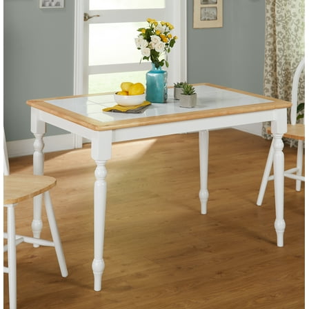 Tara Tile Top Table, White/Natural