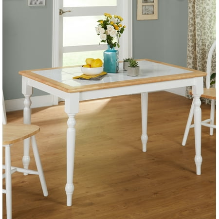 Tara Tile Top Table, White/Natural - Walmart.com