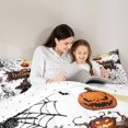 thumbnail image 4 of Manfei Vintage Halloween Black Cat Full Size Comforter Sets 3-Piece, Spider Web Pumpkin Crow Bedding Comforter Set, White Black Orange,Reversible,1 Comforter and 2 Pillowcases, 4 of 6