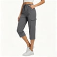 thumbnail image 5 of Tqcoqu Women's Cargo Capri Pants with Pockets,Elastic Waist Drawstring Summer Straight Leg Capris,Dark Gray Women's S-XXL, 5 of 8