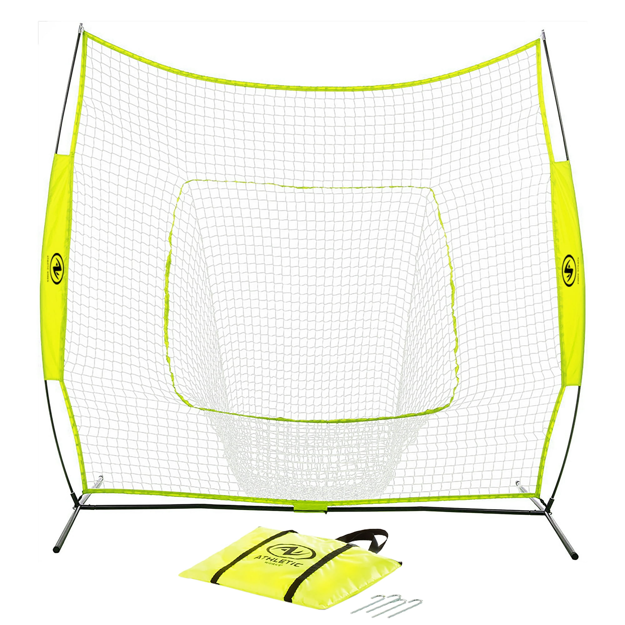 Athletic Works 7ft x 7ft Hit Pitch Training Net for Baseball Softball Protective Screens, New, 11.02lb