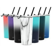 Simple Modern 20oz. Classic Tumbler Travel Mug with Clear Flip Lid & Straw - Coffee Vacuum Insulated Gift for Men and Women Beer Pint Cup - 18/8 Stainless Steel Water Bottle Pattern: Carrara Marble