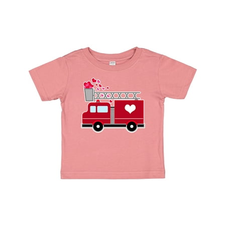 

Inktastic Valentine s Day Red Firetruck with Pink Hearts Gift Baby Boy or Baby Girl T-Shirt